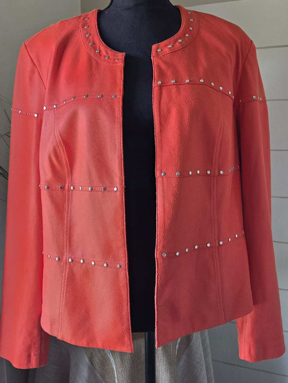 Joseph Ribkoff Womens XL Orange Faux Suede Jacket Stretch Resort Cruise Blazer